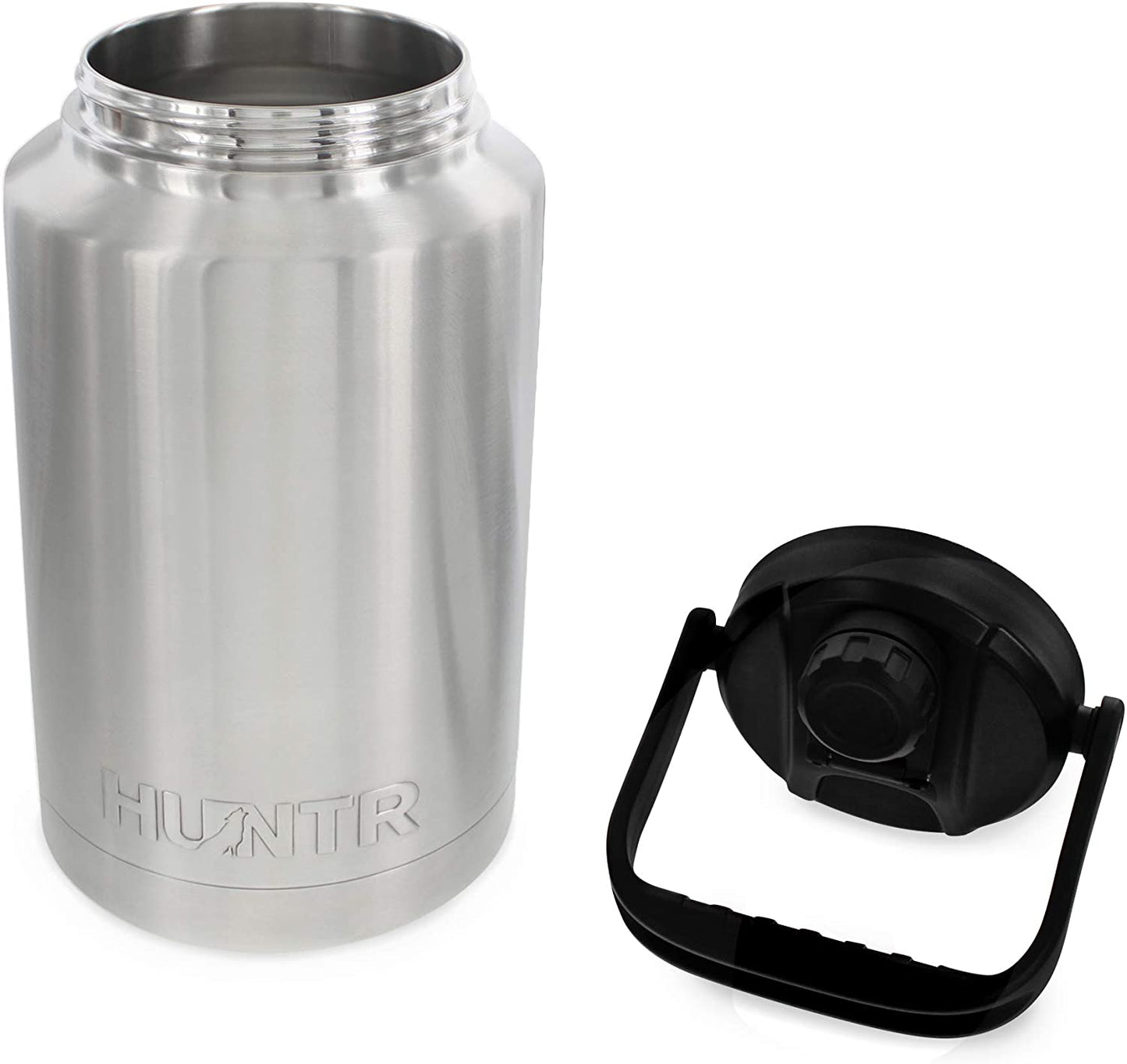 Gallon Steel Water Bottle (Stainless Silver) with Cleaning Brush Included, by HUNTR
