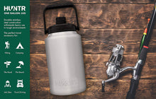 Load image into Gallery viewer, Gallon Steel Water Bottle (Stainless Silver) with Cleaning Brush Included, by HUNTR

